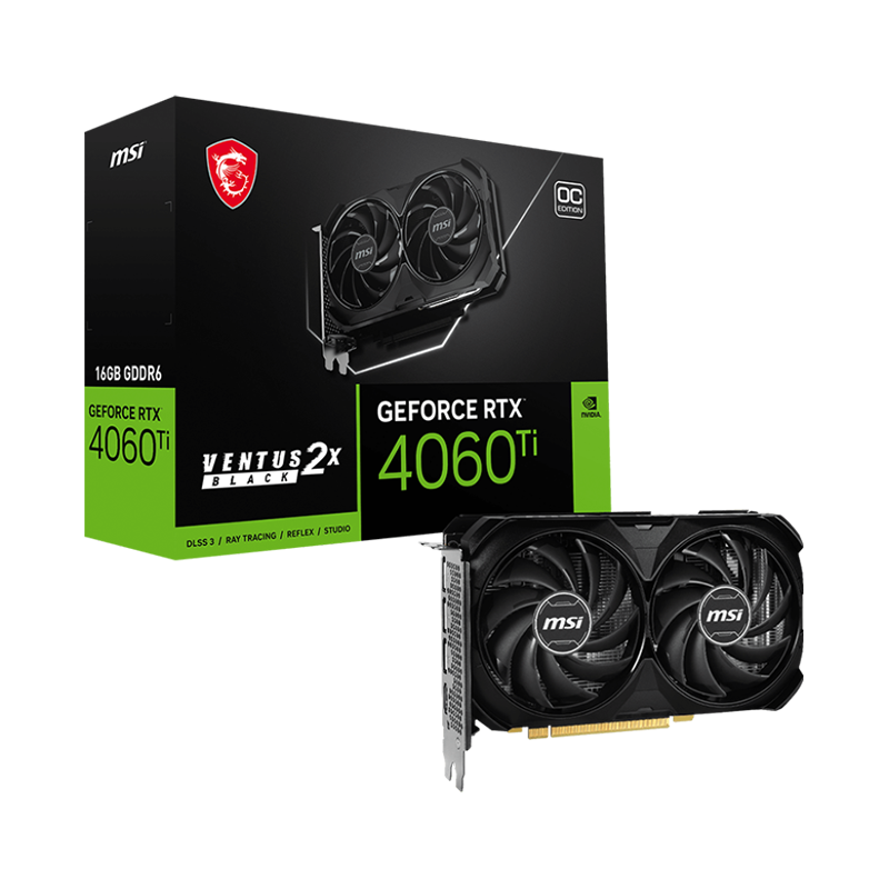 Carte graphique MSI RTX 4060TI VENTUS 2X BLACK 16G OC