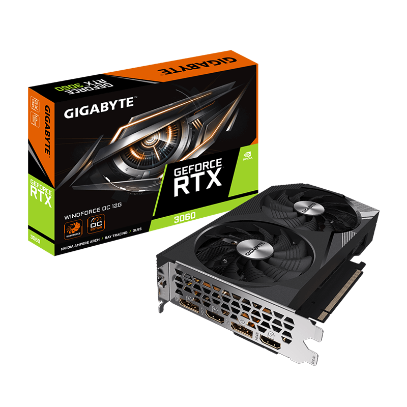 Carte graphique GIGABYTE RTX 3060 WF2OC-12GD 2.0 - 12 Go GDDR6 Carte graphique GIGABYTE RTX 3060 WF2OC-12GD 2.0 - 12 Go GDDR6
