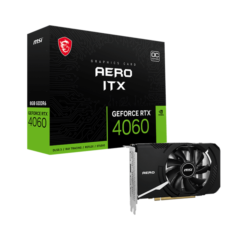 Carte graphique MSI RTX 4060 AERO ITX 8G OC - 8Go GDDR6 Carte graphique MSI RTX 4060 AERO ITX 8G OC - 8Go GDDR6