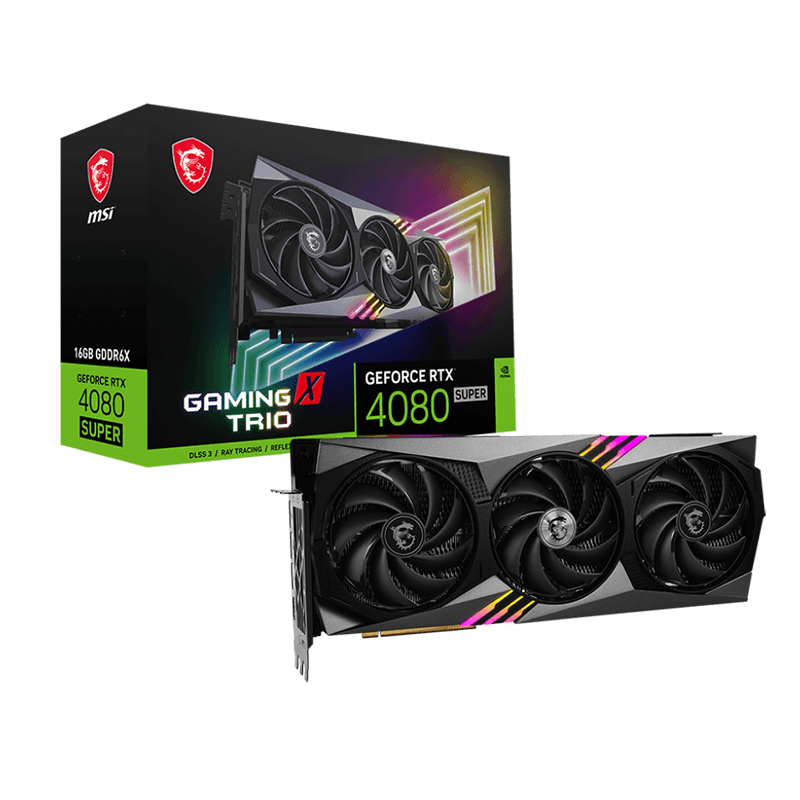 Carte graphique MSI GeForce RTX™ 4080 Super Gaming X Trio - 16Go GDDR6X Carte graphique MSI GeForce RTX™ 4080 Super Gaming X Trio - 16Go GDDR6X