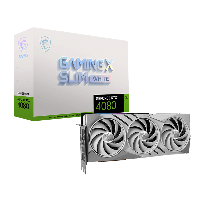 Carte graphique MSI GeForce RTX™ 4080 Gaming X Slim Blanche -16Go GDDR6X Carte graphique MSI GeForce RTX™ 4080 Gaming X Slim Blanche -16Go GDDR6X