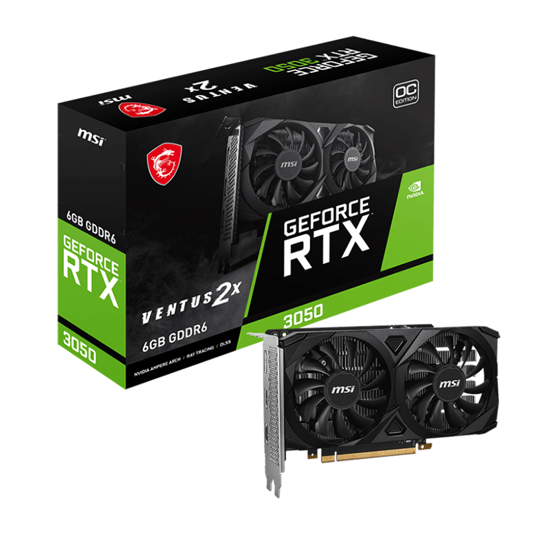 Carte graphique MSI GeForce RTX™ 3050 VENTUS 2X OC -6Go GDDR6 Carte graphique MSI GeForce RTX™ 3050 VENTUS 2X OC -6Go GDDR6