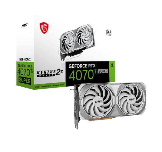 Carte graphique MSI GeForce RTX™ 4070 Ti Super Ventus 2X OC Blanche -16Go GDDR6X