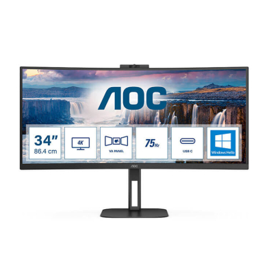Ecran Incurvé Pro AOC CU34V5CW/BK, 1ms, VA 34" Wide Quad HD @100Hz
