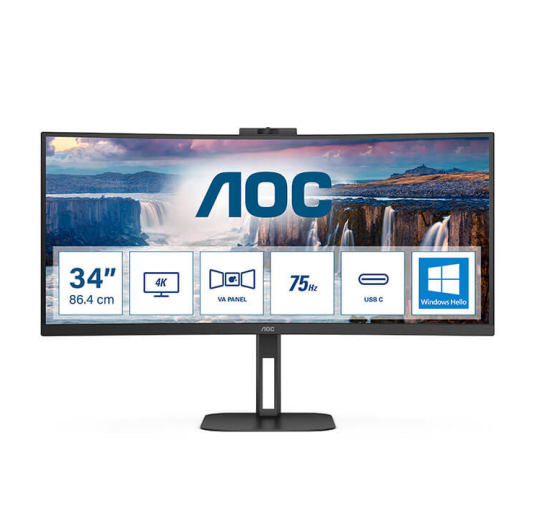 Ecran Incurvé Pro AOC CU34V5CW/BK, 1ms, VA 34" Wide Quad HD @100Hz
