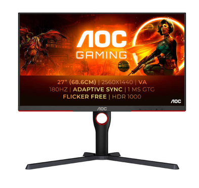 Ecran Gamer 2K, AOC Q27G3XMN/BK, 1ms, 180Hz, VA 27" Quad HD