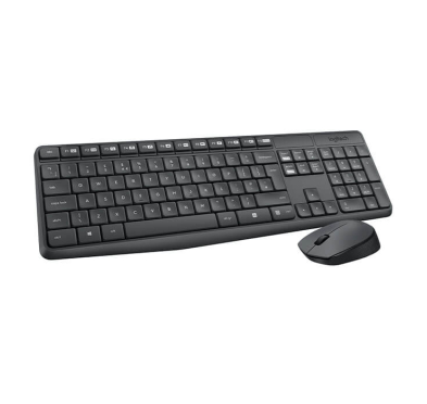 Logitech MK235 clavier Souris, Sans Fil, AZERTY, Gris