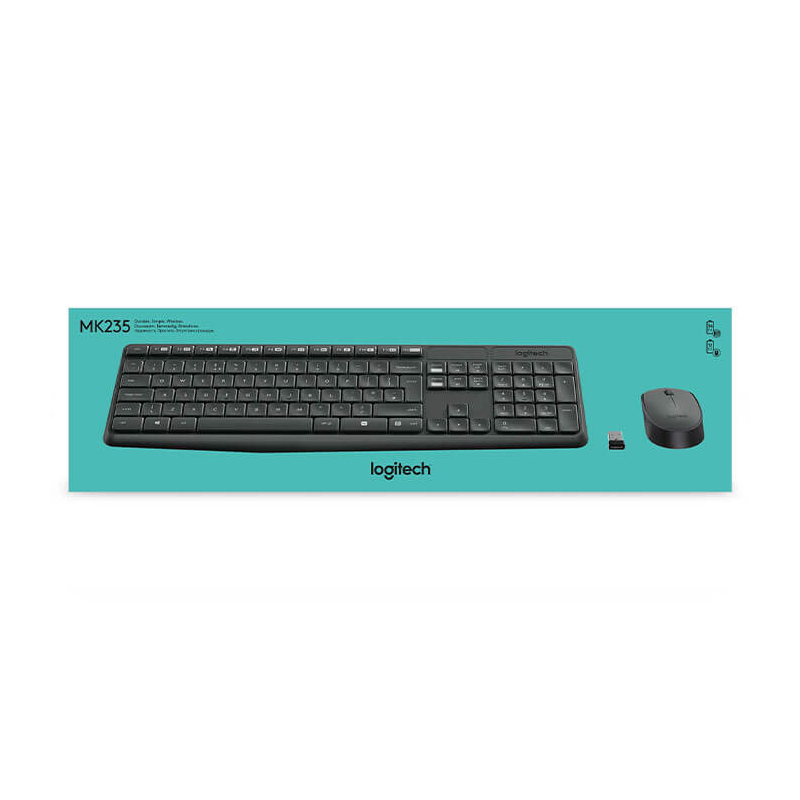 Logitech MK235 clavier Souris, Sans Fil, AZERTY, Gris Logitech MK235 clavier Souris, Sans Fil, AZERTY, Gris