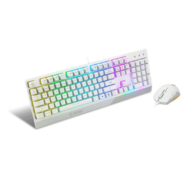 MSI Vigor GK30 combo clavier et souris, Filaire, RGB, QWERTY, Blanc