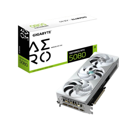 Carte Graphique GIGABYTE RTX 5080 AERO OC 16Go, Blanc