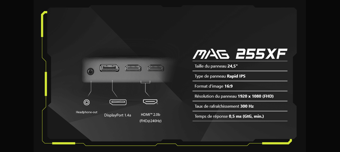 Ecran Gaming Msi MAG 255XF | connectivité