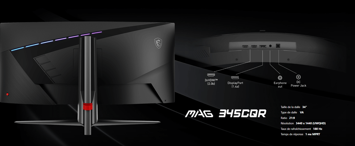 Ecran Msi Gamer Incurvé MAG 345CQR