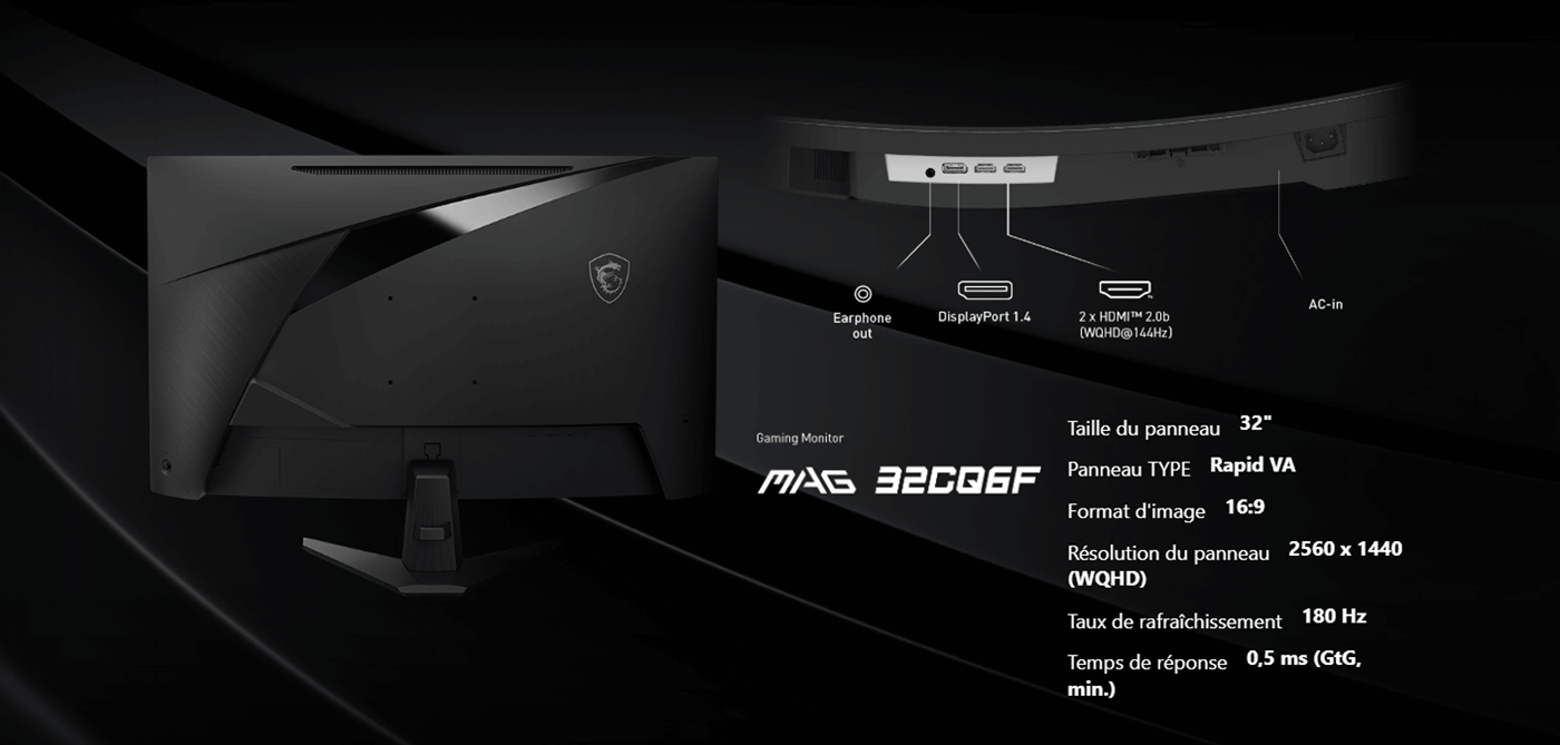 Ecran Gaming Msi MAG 32CQ6F | connectivité