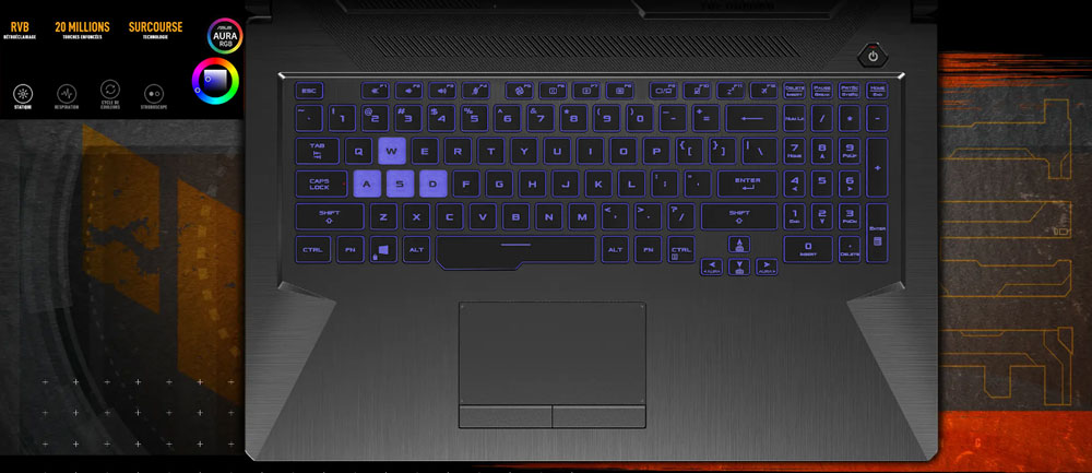 PC PORTABLE ASUS TUF GAMING A17 FA706NF |  Clavier TUF Gaming A17