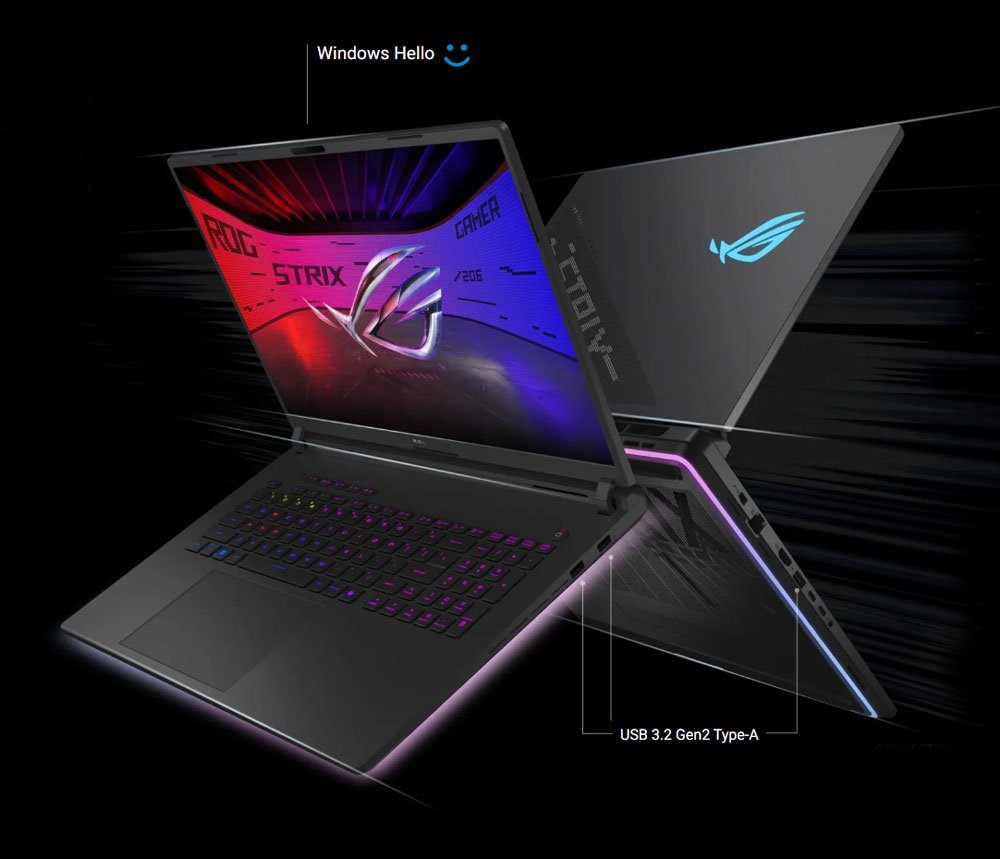 connectique pc gamer asus ROG Strix SCAR 18