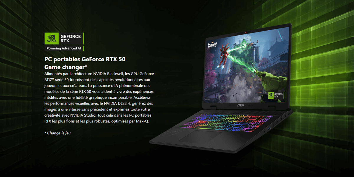 pc portable msi Crosshair A17 HX - Graphique RTX 5070