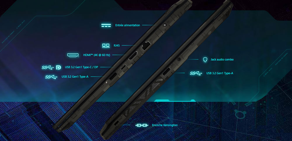 PC Portable Gamer MSI Cyborg 15 A13VFK | Connectique