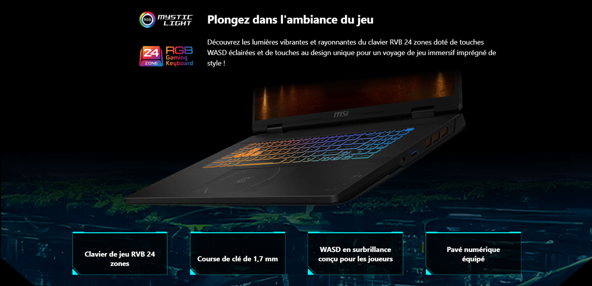MSI Crosshair A18 - Clavier RGB
