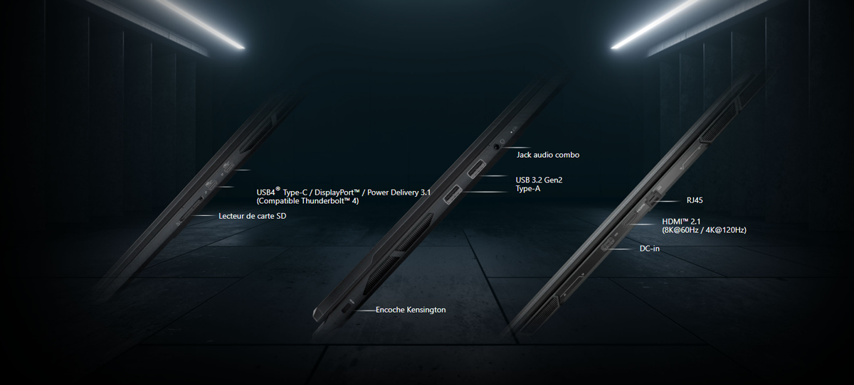 Stealth A18 AI+ A3XWHG-005FR | Connectiques