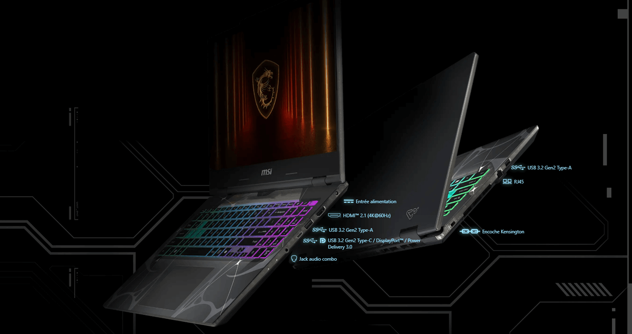 PC Portable Gamer MSI Cyborg 15 - connectique