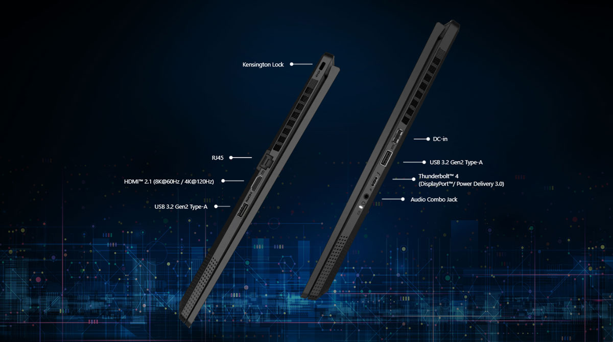 pc portable gamer Stealth 16 AI A2HW - connectique
