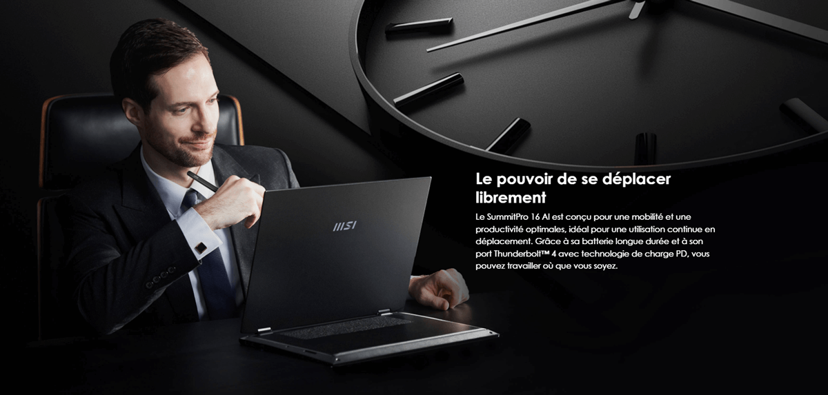 MSI SummitPro 16 AI A2HV | mobilité