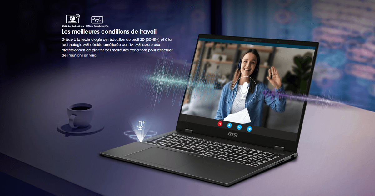 pc portable MSI Prestige 16 AI Evo B2HMG-Réseau de 3 micro