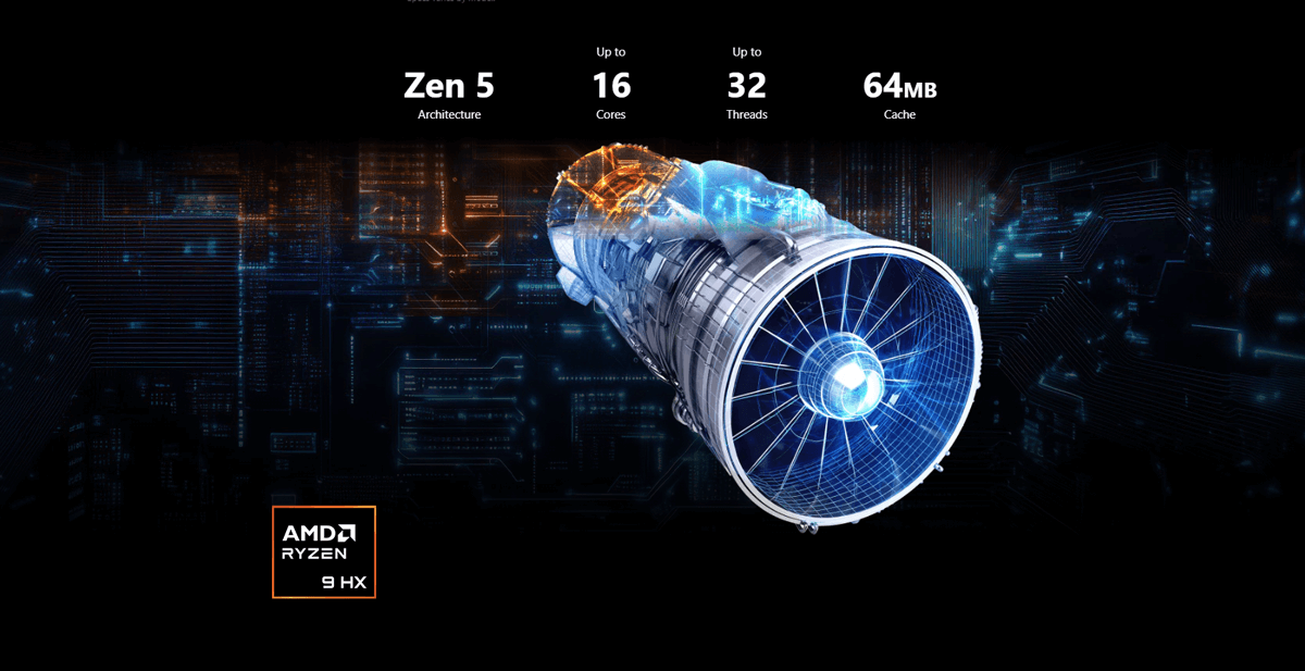 MSI Vector A18 HX A9WIG - processeur Ryzen 9 9955HX